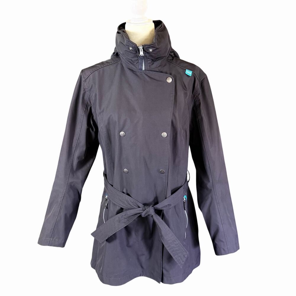 Helly Hansen Womens Wesley Waterproof Trench Coat 62383 Blue XL Preppy Prep